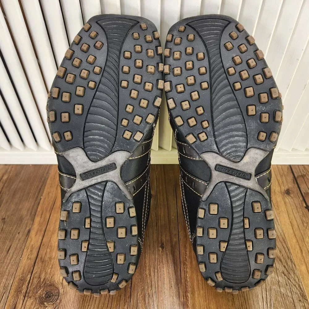 Skechers Citywalk Malton Leather Shoes Mens Size 10 Black Driving Sneakers 60488